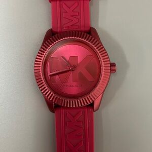 MICHAEL KORS MK6803 MADDAY HOT PINK SILICONE BAND MK LOGO SIGNATURE DIAL WATCH